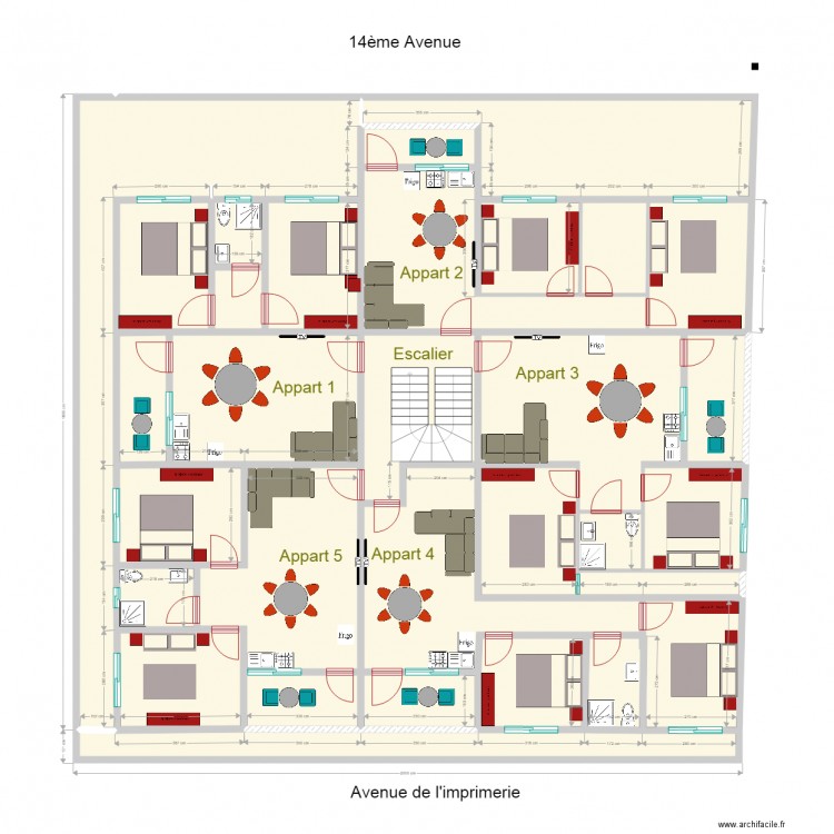 appartements premier et deuxieme etage. Plan de 30 pièces et 349 m2