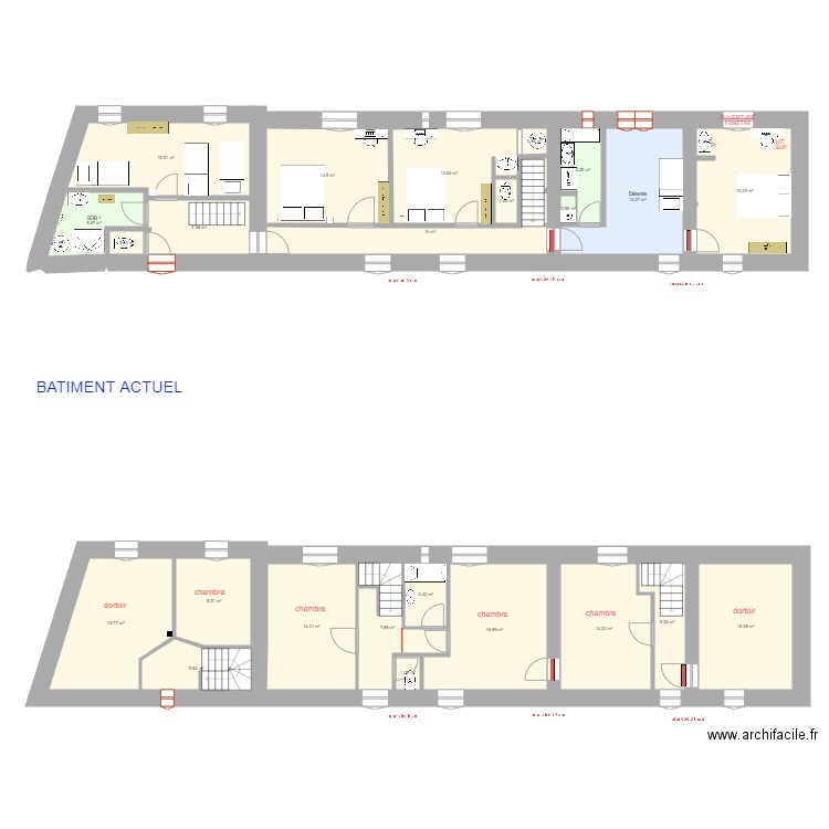 1 ETAGE 22 04  MOINS 1 chbr enf 2 lits. Plan de 0 pièce et 0 m2