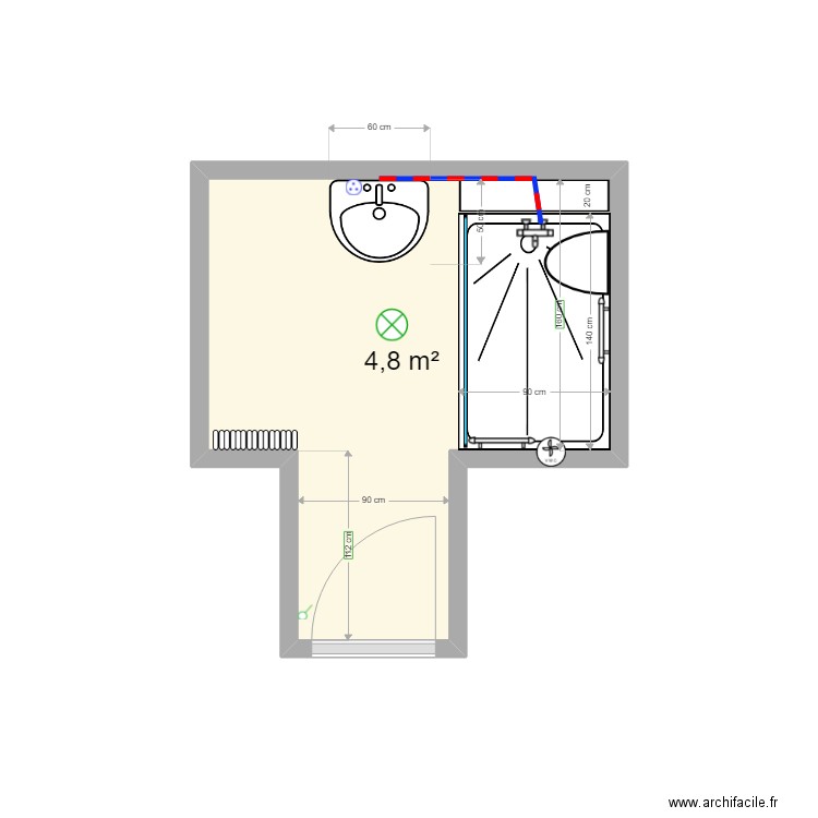 titre. Plan de 1 pièce et 5 m2