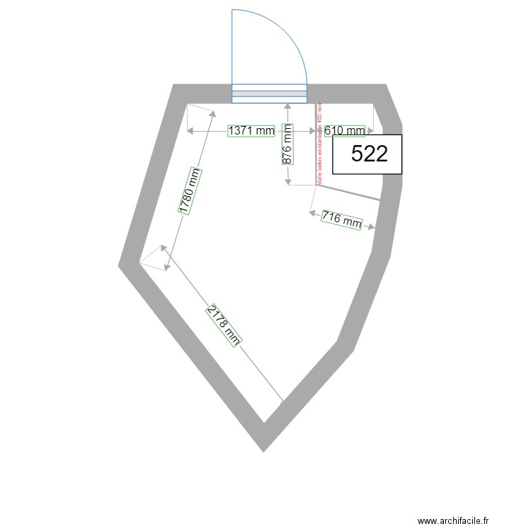 plan de masse existant 522 noiretable. Plan de 1 pièce et 6 m2