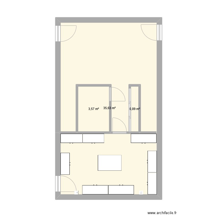 base vie. Plan de 3 pièces et 40 m2