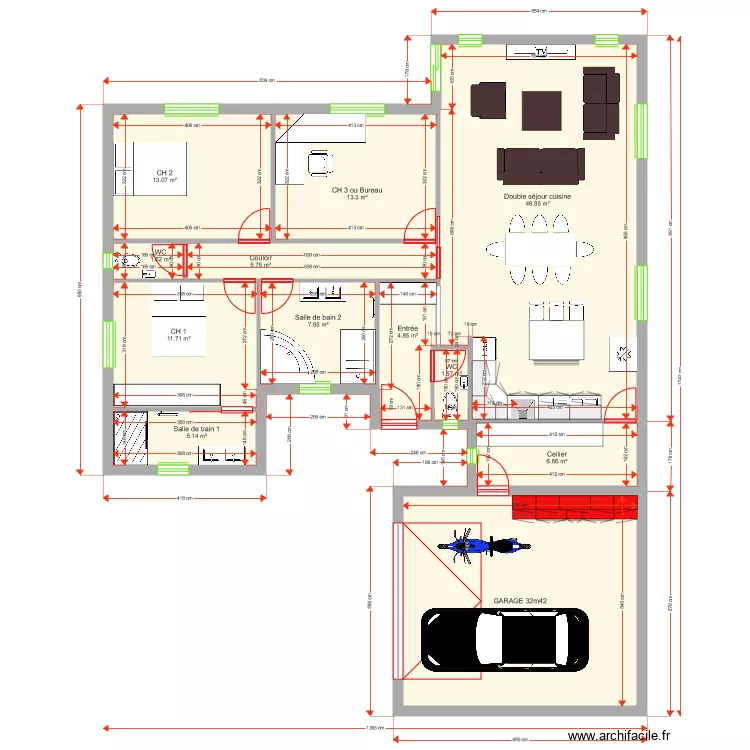 CASSIOPEE 120m2. Plan de 