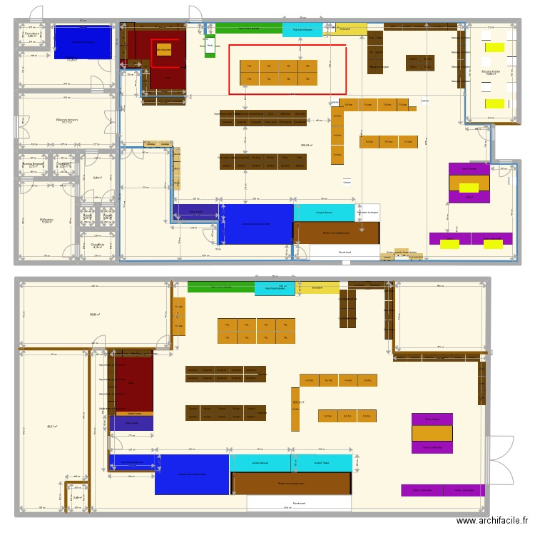 Bio dis Moi réaménagement. Plan de 16 pièces et 845 m2