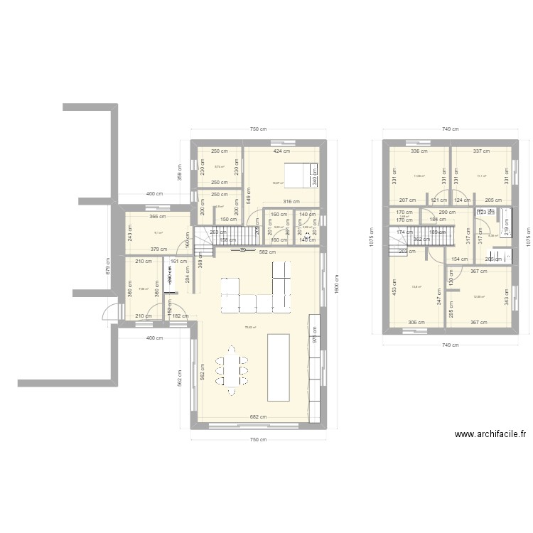 plan. Plan de 15 pièces et 191 m2