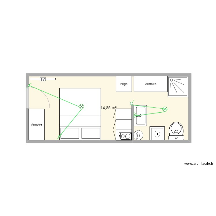 Abri jardin. Plan de 1 pièce et 15 m2