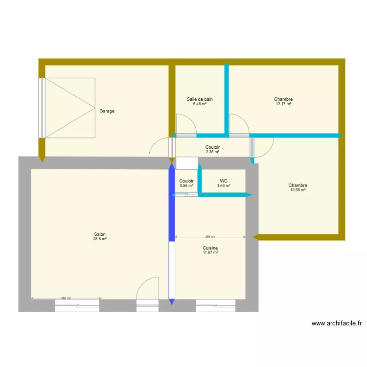 Maison les jaunais extension test v5 surf ext. Plan de 