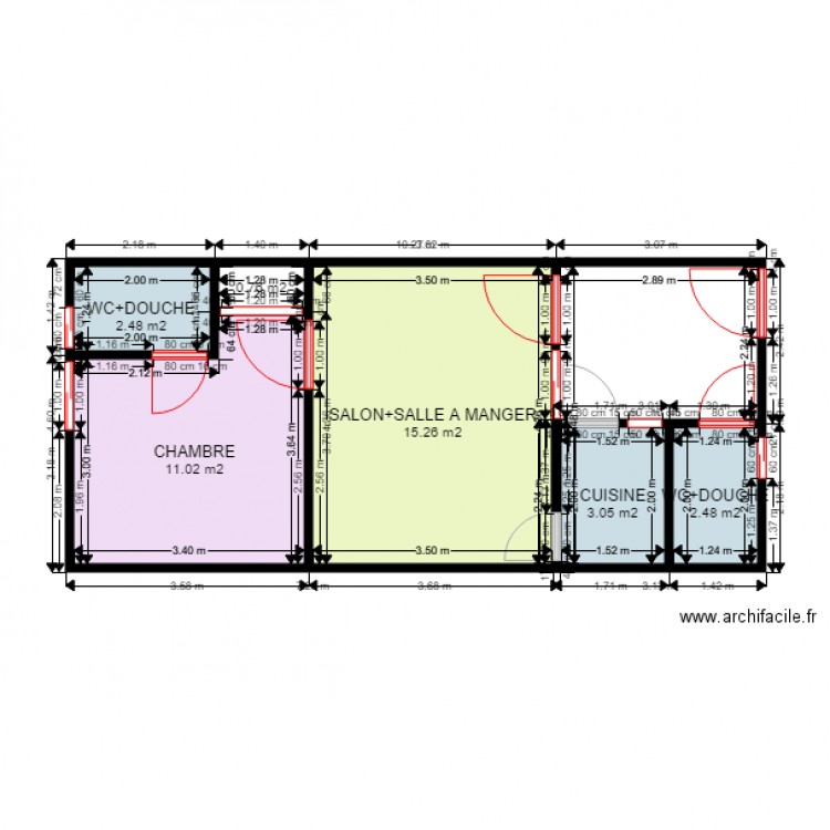 APPRTEMENT INDIVIDUEL 02 PIECES. Plan de 6 pièces et 35 m2