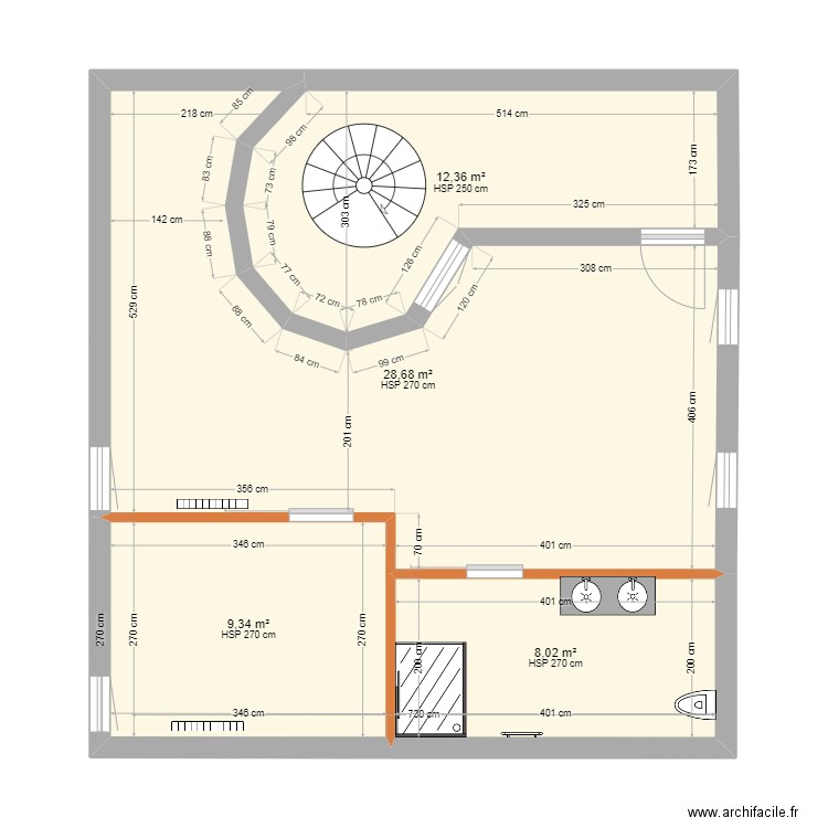 airbnb Version admin. Plan de 4 pièces et 58 m2