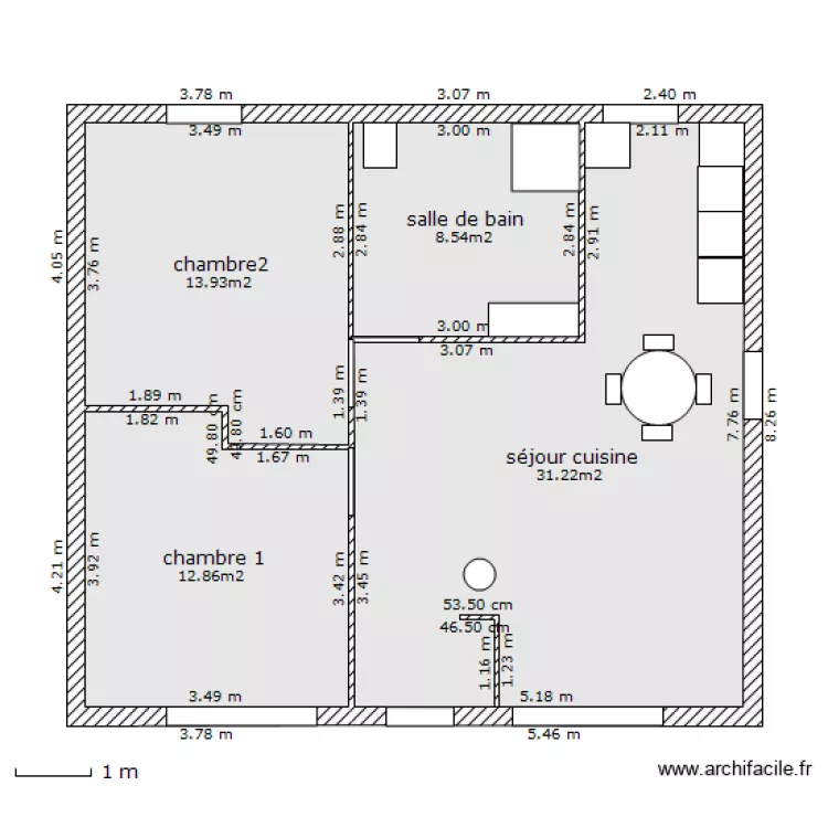 maison 60m2. Plan de 