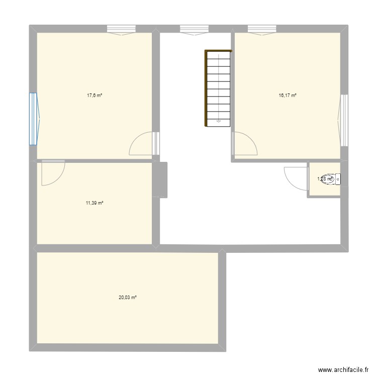 extention etage. Plan de 5 pièces et 66 m2