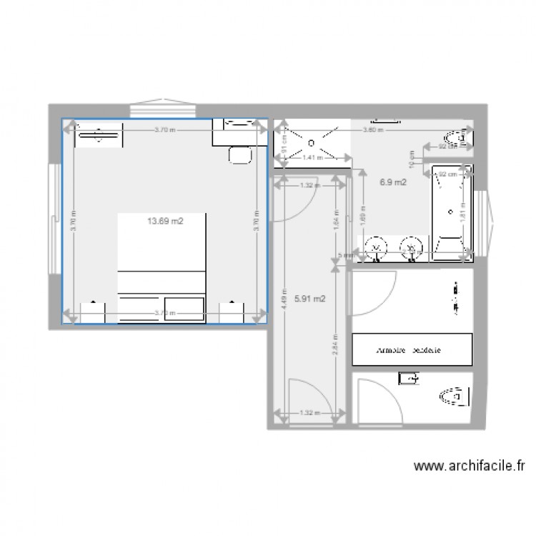 Maison Roquebiliere zonz chambre maitre et WC invité modif 2. Plan de 0 pièce et 0 m2