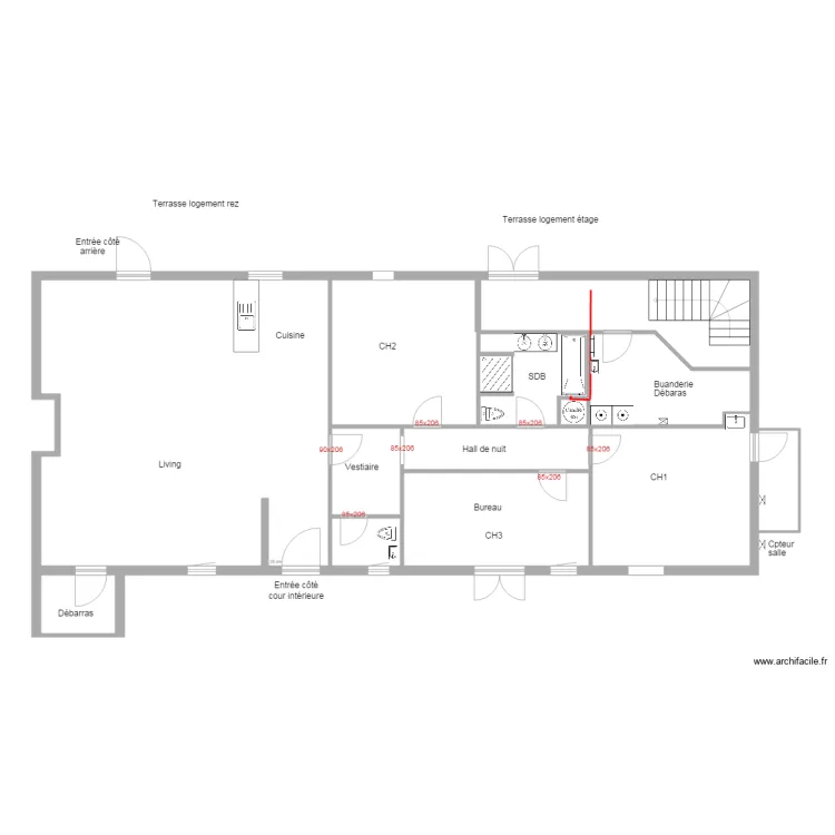 Logement 7 rez cotations. Plan de 