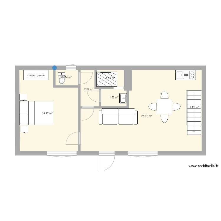 studio paul final. Plan de 0 pièce et 0 m2