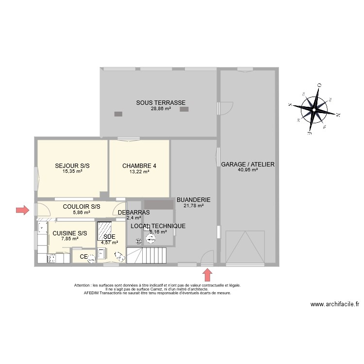 BI 7604 SOUS SOL. Plan de 13 pièces et 149 m2