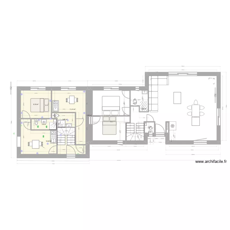 cc2-LOGEMENT ETUDIANT1. Plan de 7  et 44 m²