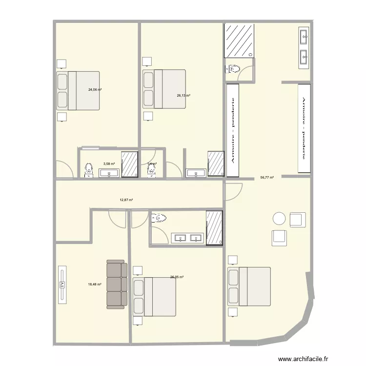 nativa chambres 3. Plan de 8 Pièces et 169 m² nativa chambres 3. Plan de 8 Pièces et 169 m²