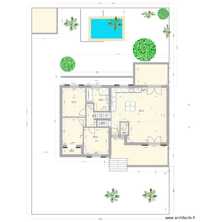 maussane 2 piscine test 4.5 x 2.50. Plan de 10 pièces et 138 m2