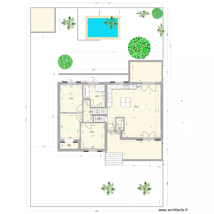 maussane 2 piscine test 4.5 x 2.50. Plan de 10  et 138 m²