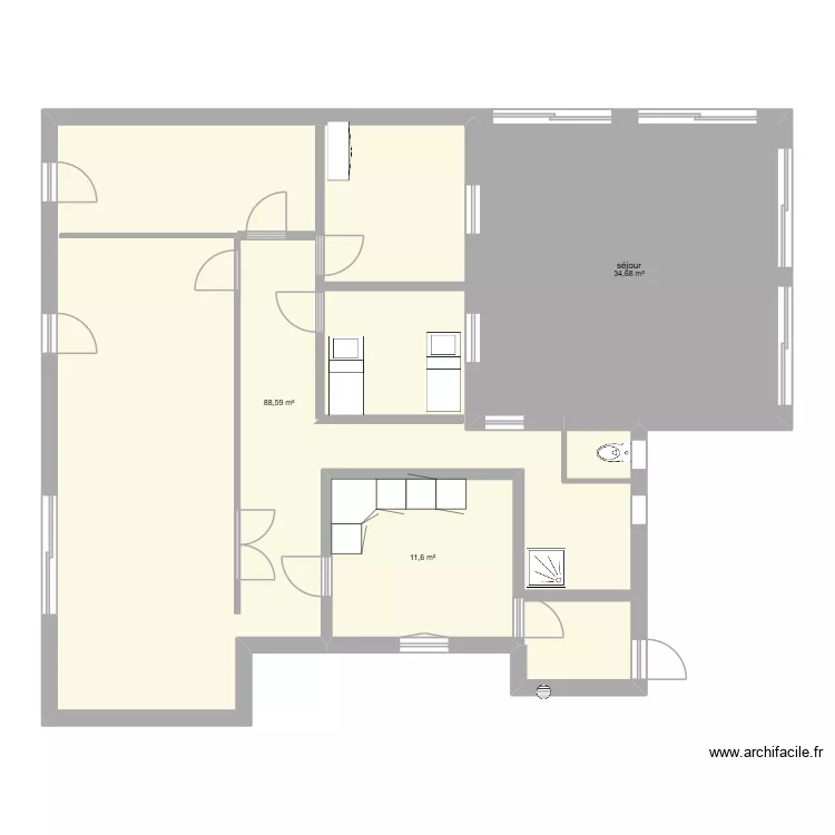 saint Quentin etat des lieux. Plan de 3  et 135 m²