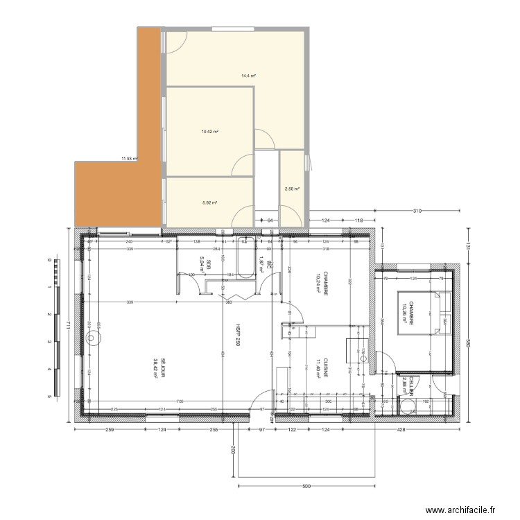 Extension maison. Plan de 0 pièce et 0 m2