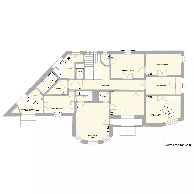 AU PARADIS MODIFICATION BATIMENT PRINCIPAL SANS COTE. Plan de 