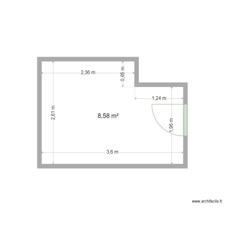 BADILA. Plan de 1 pièce et 9 m2