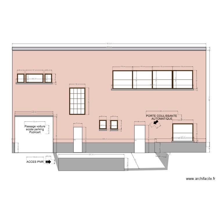 FACADE ARRIERE APRE TRAVAUX. Plan de 1 pièce et 0 m2