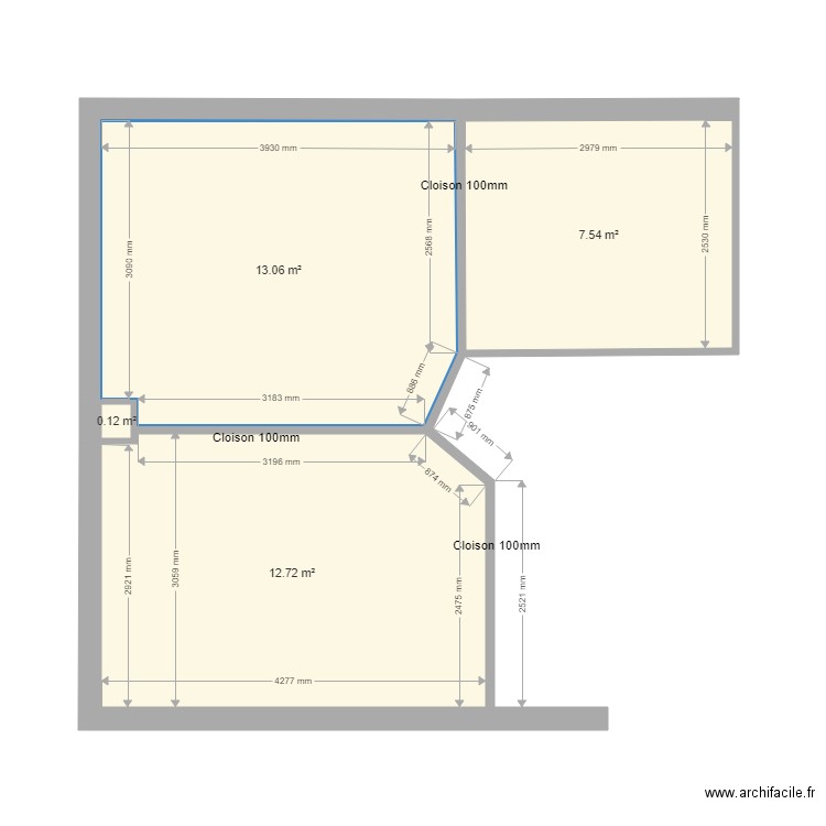 Cloisons ETA. Plan de 0 pièce et 0 m2