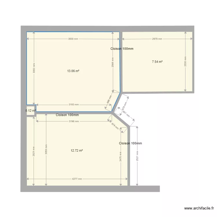 Cloisons ETA. Plan de 