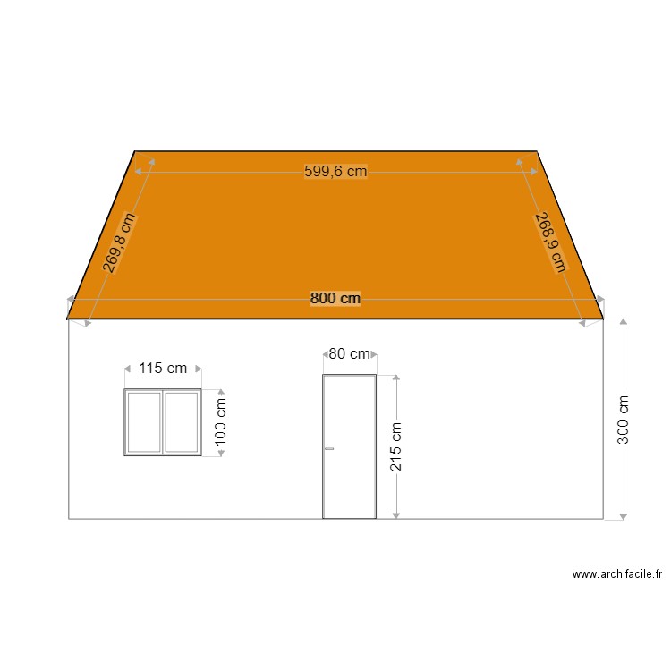 plan de facade test. Plan de 1 pièce et 18 m2