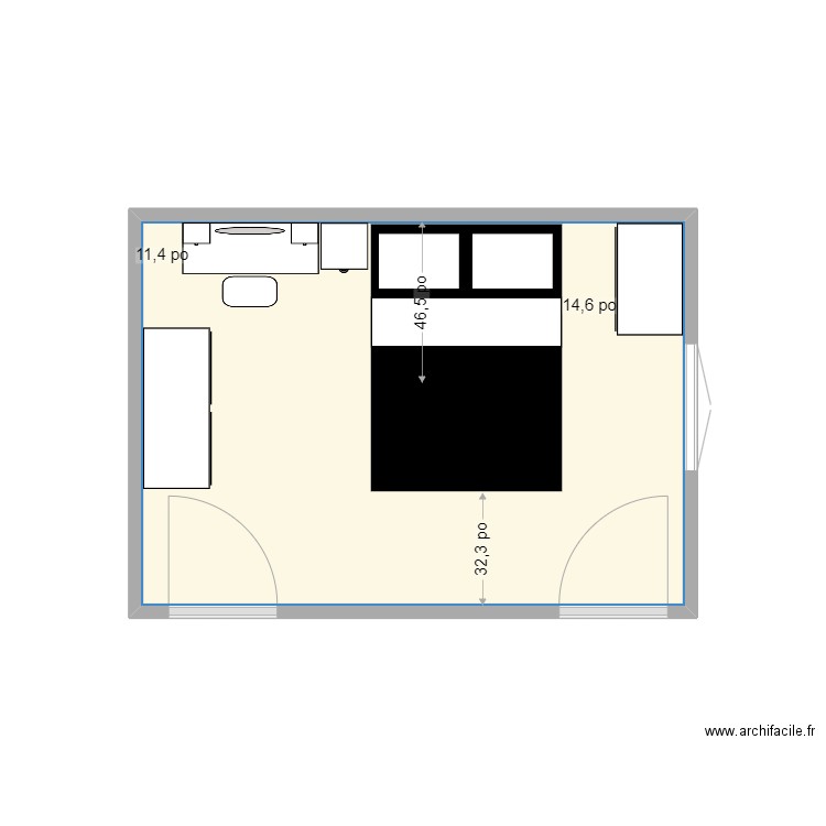 Chambre du haut. Plan de 1 pièce et 11 m2