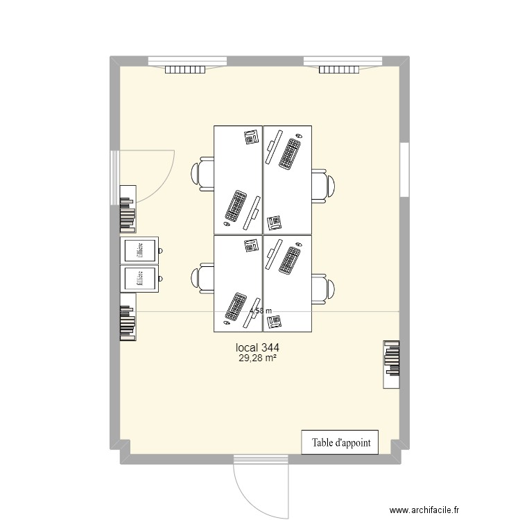 Local 344. Plan de 1 pièce et 29 m2