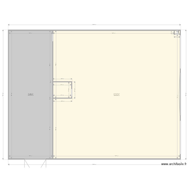 PROJET SHOPFORGEEK vierge. Plan de 3 pièces et 293 m2