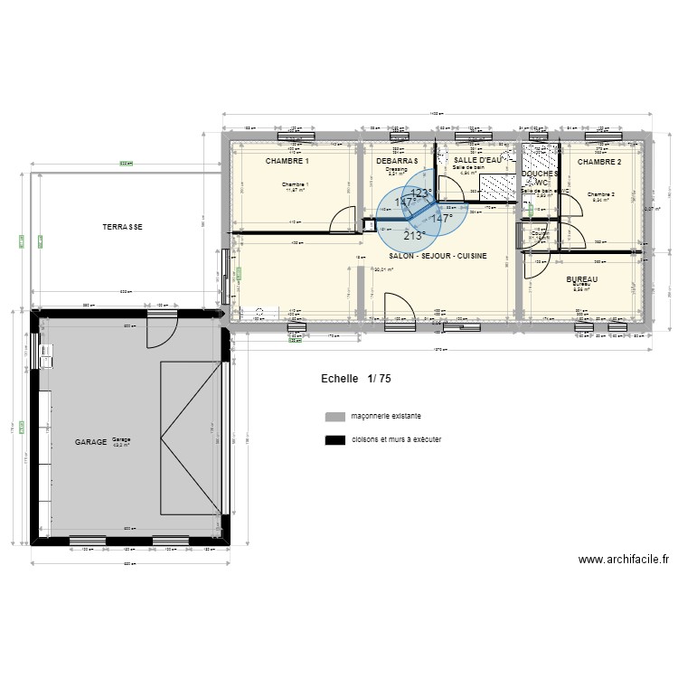 PLAN ISOLATION. Plan de 16 pièces et 118 m2