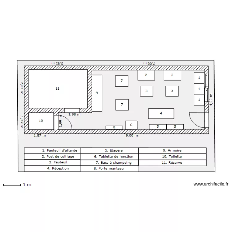 salon de coiffure . Plan de 