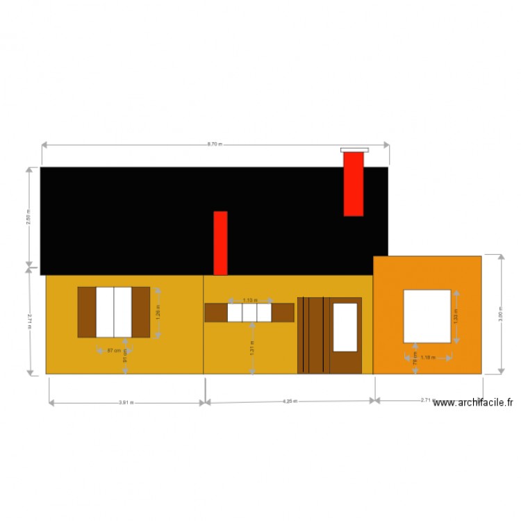 façade arriere. Plan de 0 pièce et 0 m2