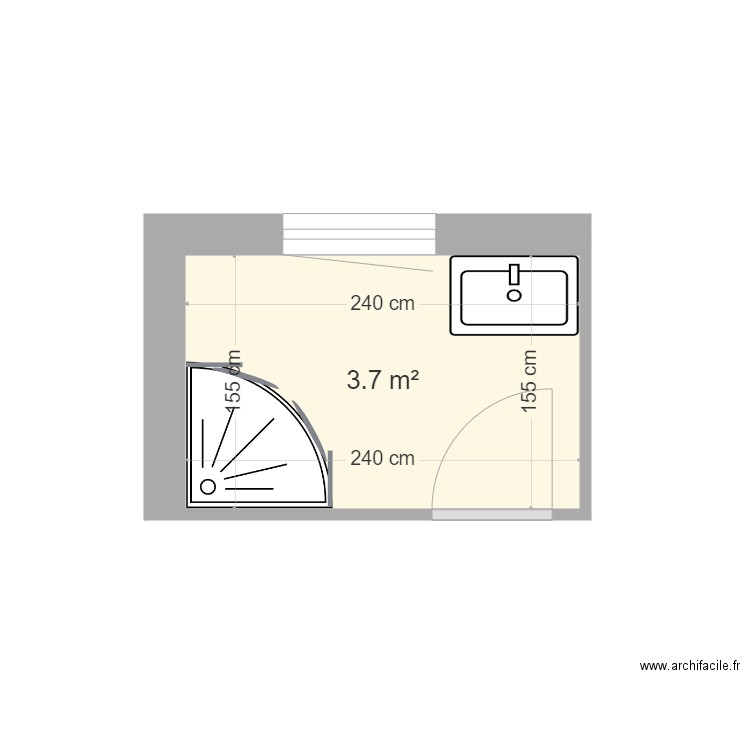 CARVAL Sdb rdc PROJET douche quart de rond. Plan de 0 pièce et 0 m2