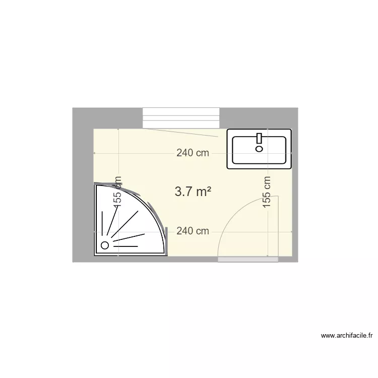 CARVAL Sdb rdc PROJET douche quart de rond. Plan de 