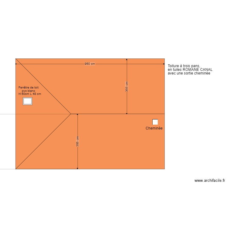 toiture après modification. Plan de 0 pièce et 0 m2