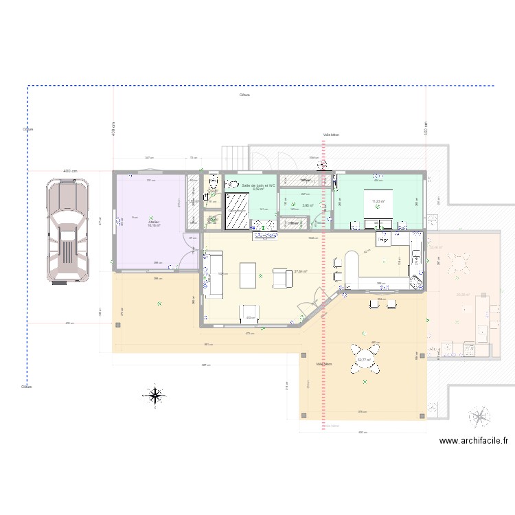 la Balinaise carnaval. Plan de 21 pièces et 249 m2