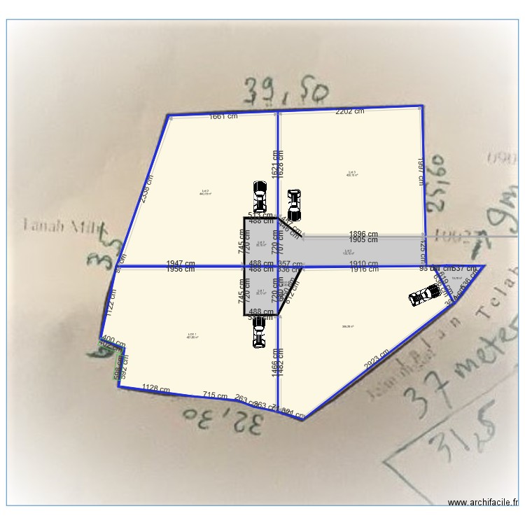 Plan division répartition chemin accès notaire. Plan de 0 pièce et 0 m2