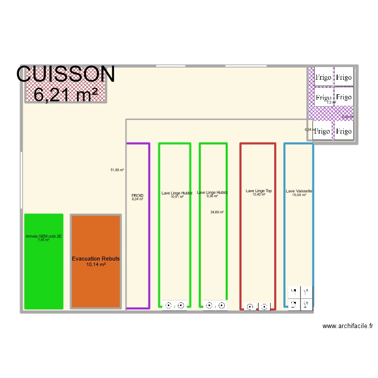 Gisement. Plan de 13 pièces et 214 m2