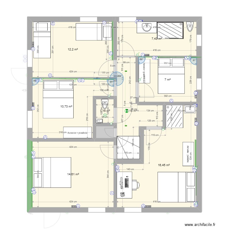 Plan chalet Vaudagne projeté electricité. Plan de 0 pièce et 0 m2