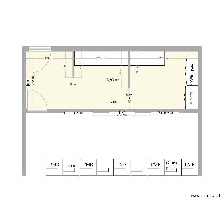 Nantes APT nouveau. Plan de 1 pièce et 17 m2