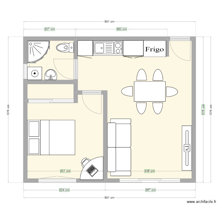 petit apart 2. Plan de 4 pièces et 34 m2