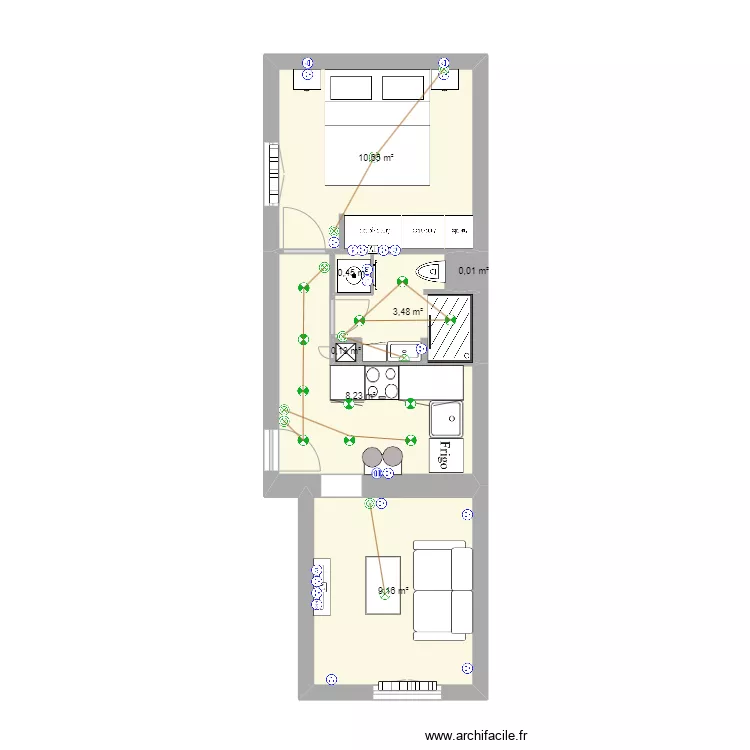 37 Secr&eacute;tan (chambre arri&egrave;re). Plan de 