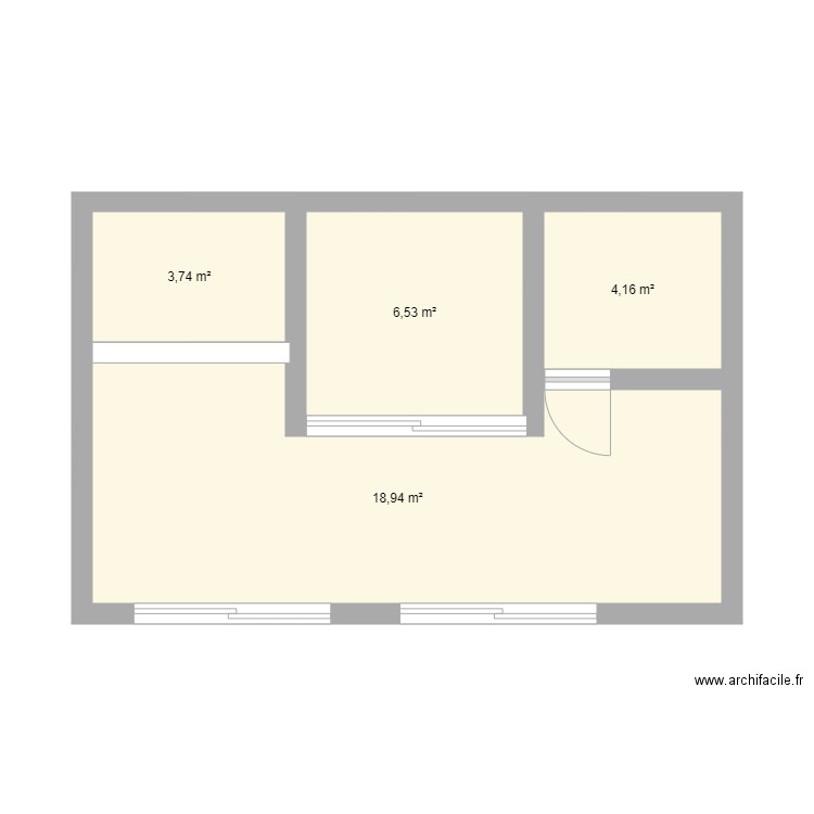 garage. Plan de 4 pièces et 33 m2