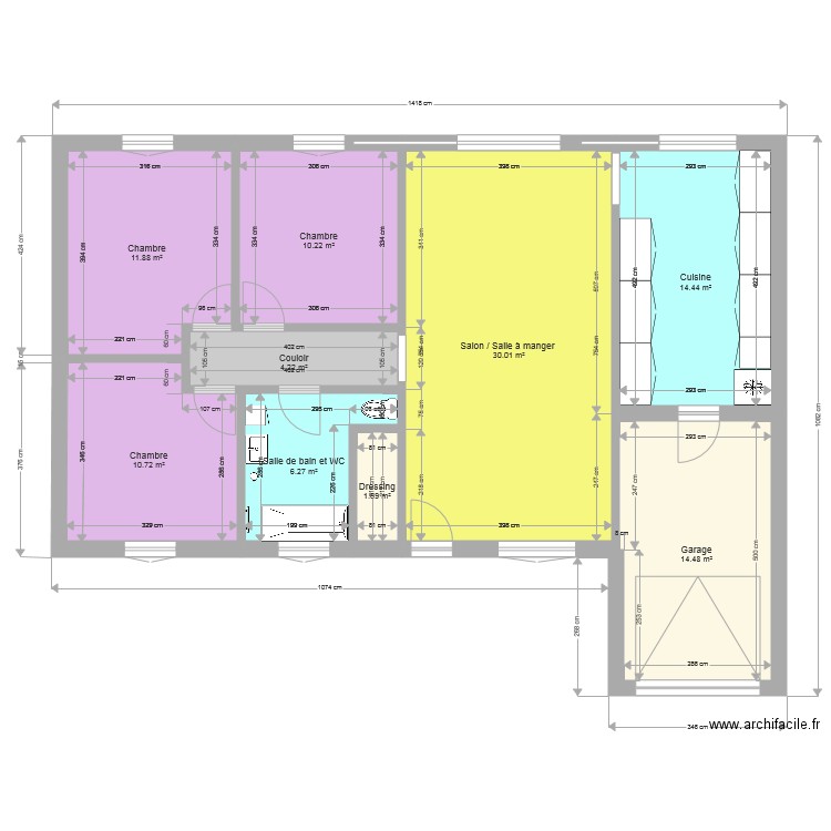 Plan maison avec dimension. Plan de 0 pièce et 0 m2