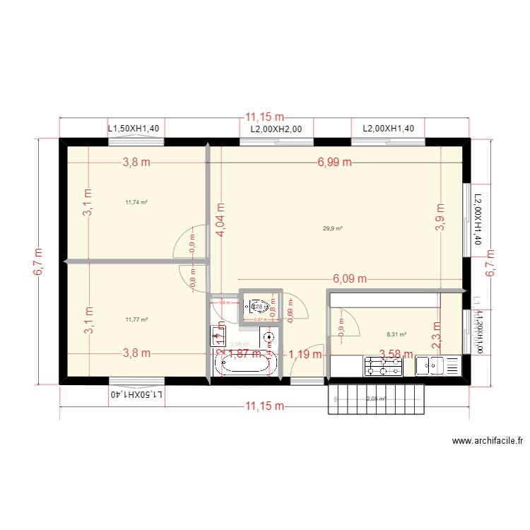 plan bon castel 002. Plan de 12 pièces et 130 m2