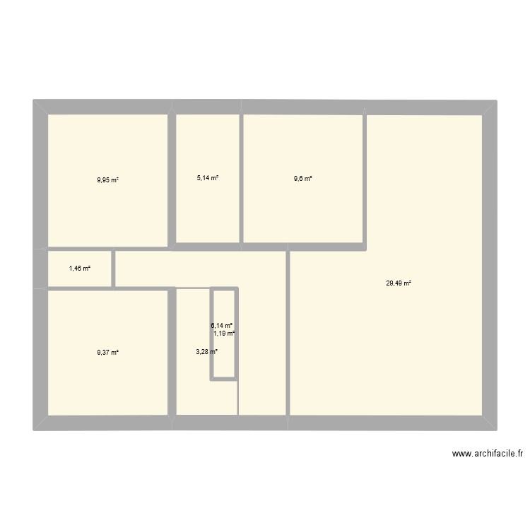 Breteil RDC Actuel. Plan de 17 pièces et 163 m2